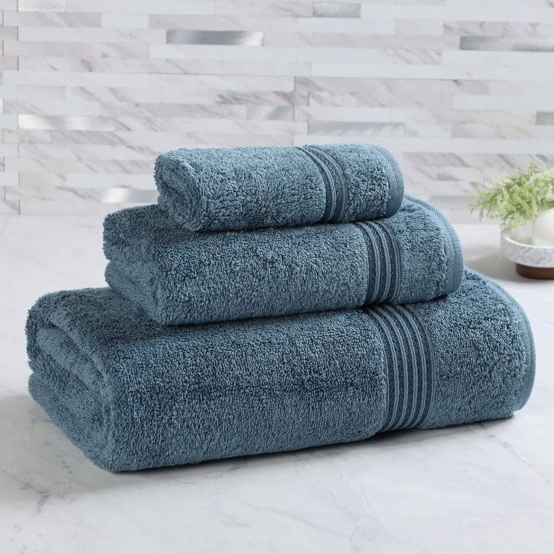 Superior Heritage Egyptian Cotton Absorbent 3-Piece Towel Set - Sapphire