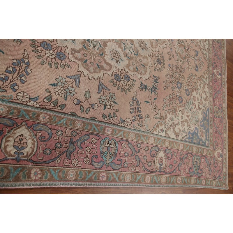 Tabriz Persian Vintage Area Rug Hand-knotted Wool Carpet - 8'10" x 12'10"