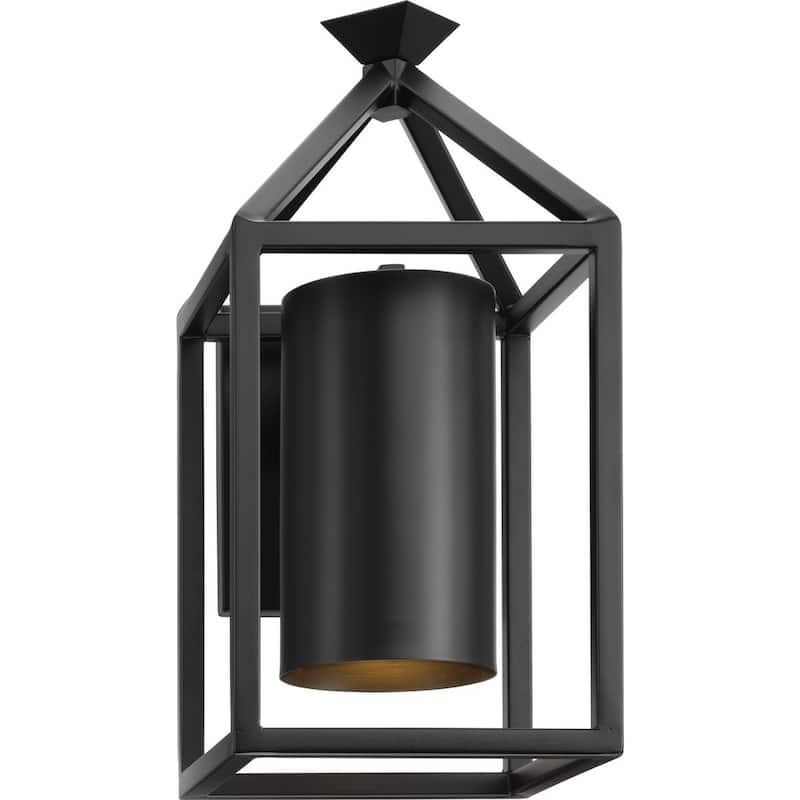 Stallworth Collection One-Light Matte Black Contemporary Outdoor Large Wall Lantern - 9 in x 11 in x 18 in