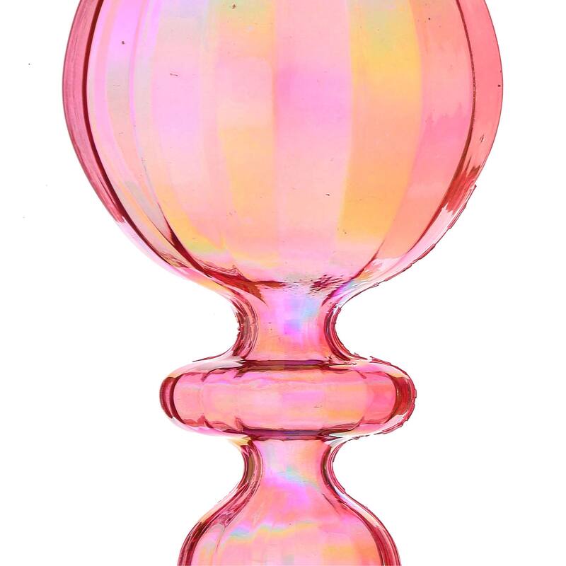 8" Shatterproof Plastic Iriddescent Finial Ornament Box of 3
