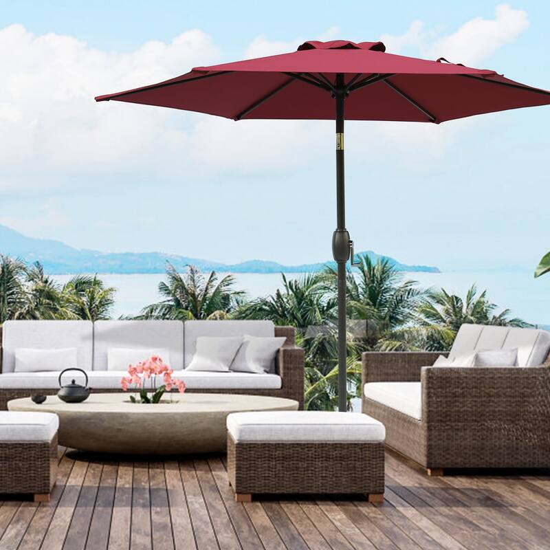 7.5ft * 7.5ft Patio Umbrella with Crank and Push Button Tilt,Outdoor Table Market Umbrella with Aluminum Pole