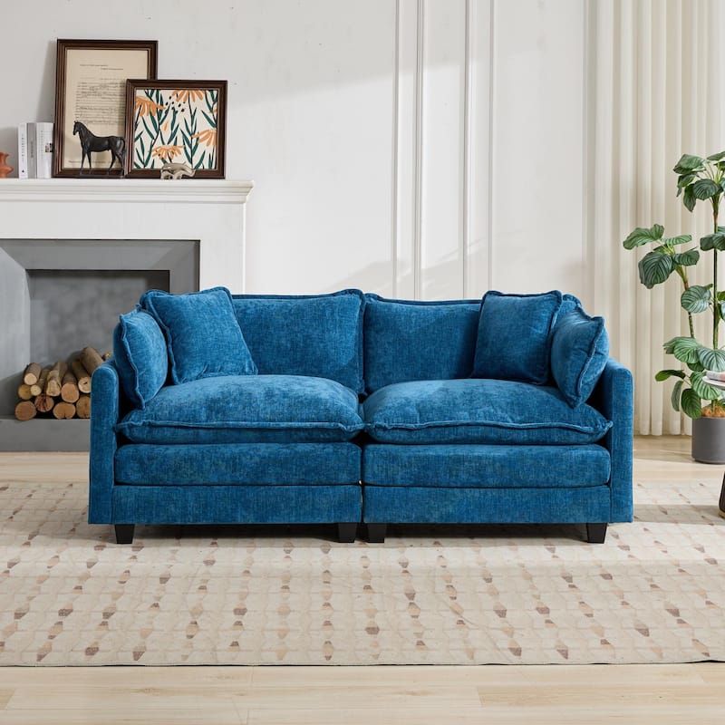 Cloud Sofa LoveSeat (Ottoman is not included), Modern Sectional Couch, Comfy Double Layer Upholstered Seat Cushion