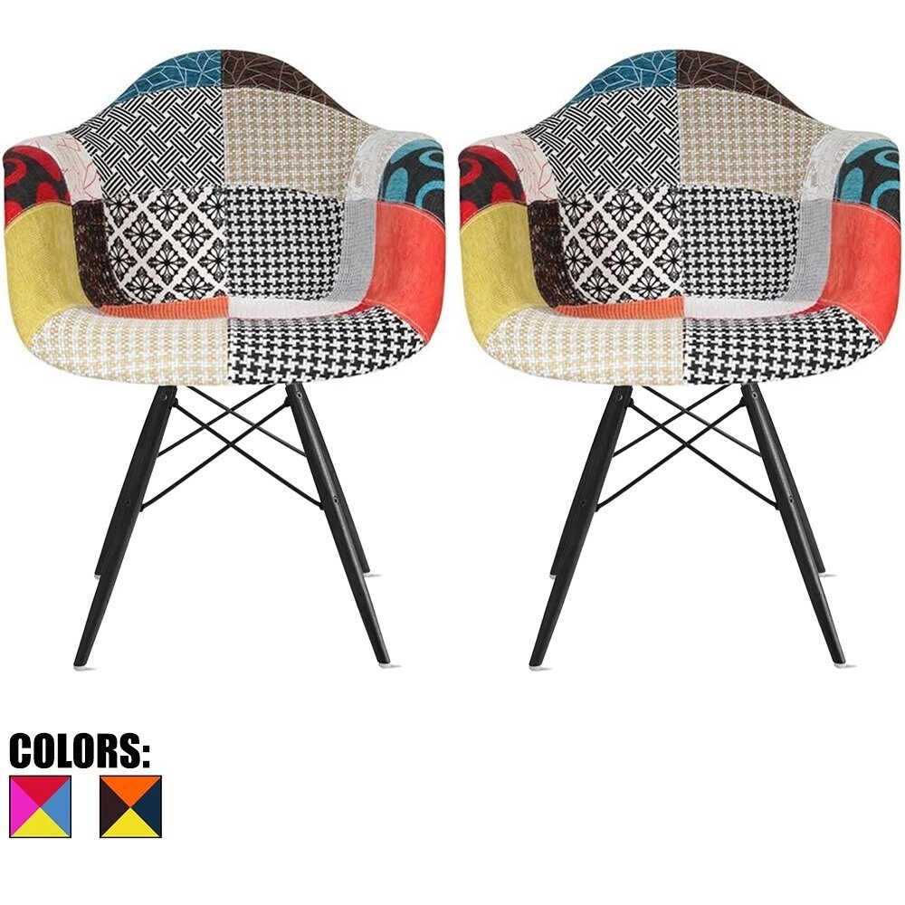 2xhome Set Of 2 Plastic Dining Chairs Fabric Patchwork Wood Multi Color Black Wood Leg Home Restaurant Office Designer On Sale Overstock 18783670 Check out our dining chair cover selection for the very best in unique or custom, handmade pieces from our chair slipcovers shops. 2xhome set of 2 plastic dining chairs fabric patchwork wood multi color black wood leg home restaurant office designer