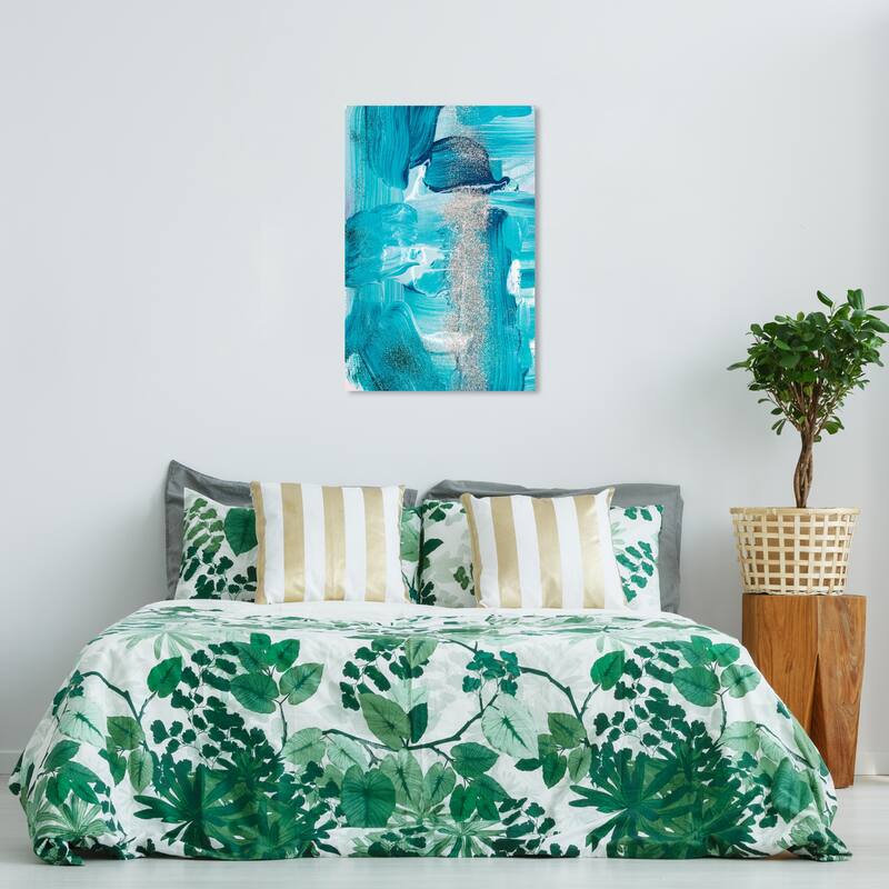 Wynwood Studio Canvas Abstract After Hours Aqua Blue and Turquoise Modern & Contemporary Wall Art Canvas Print - 36 x 24