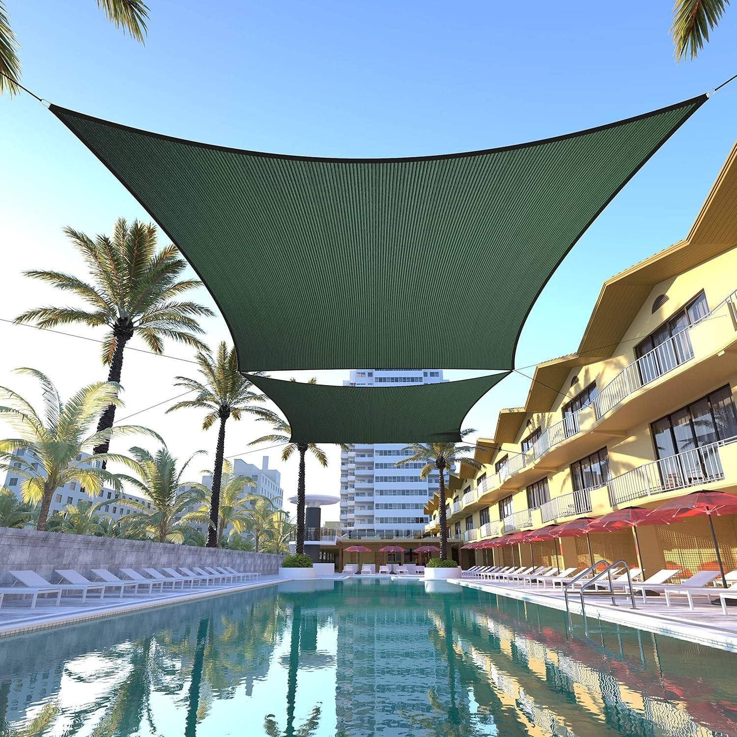 Custom Size 15' x 19' Green Sun Shade Sail Canopy with 95% UV Blockage, Heavy Duty, 3-Year Warranty