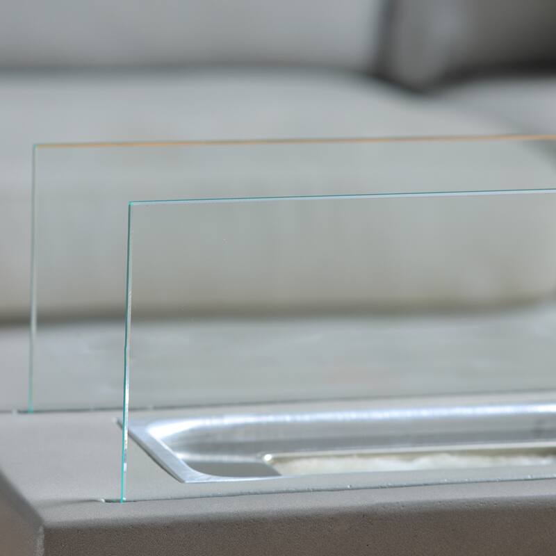 HOMCOM Tabletop Fireplace, 13" Concrete Alcohol Fireplace for Indoor and Outdoor, 0.04 Gal Max 195 Sq. Ft.