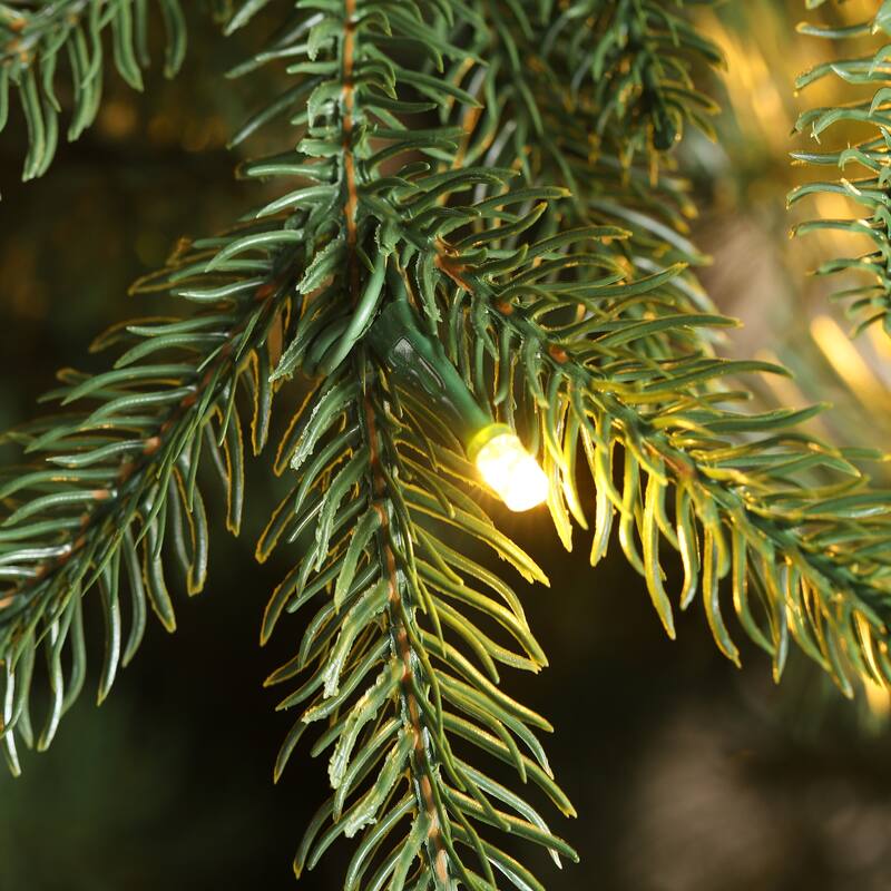 Glitzhome 11ft Pre-Lit Green Slim Fir Artificial Christmas Tree with 850 LEDs & 9 Light-Modes