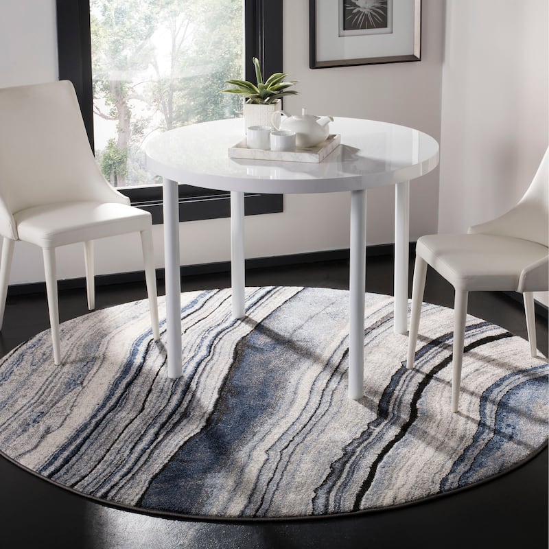 SAFAVIEH Spirit Tabitha Modern Abstract Rug - 6'7" Round - Blue/Grey