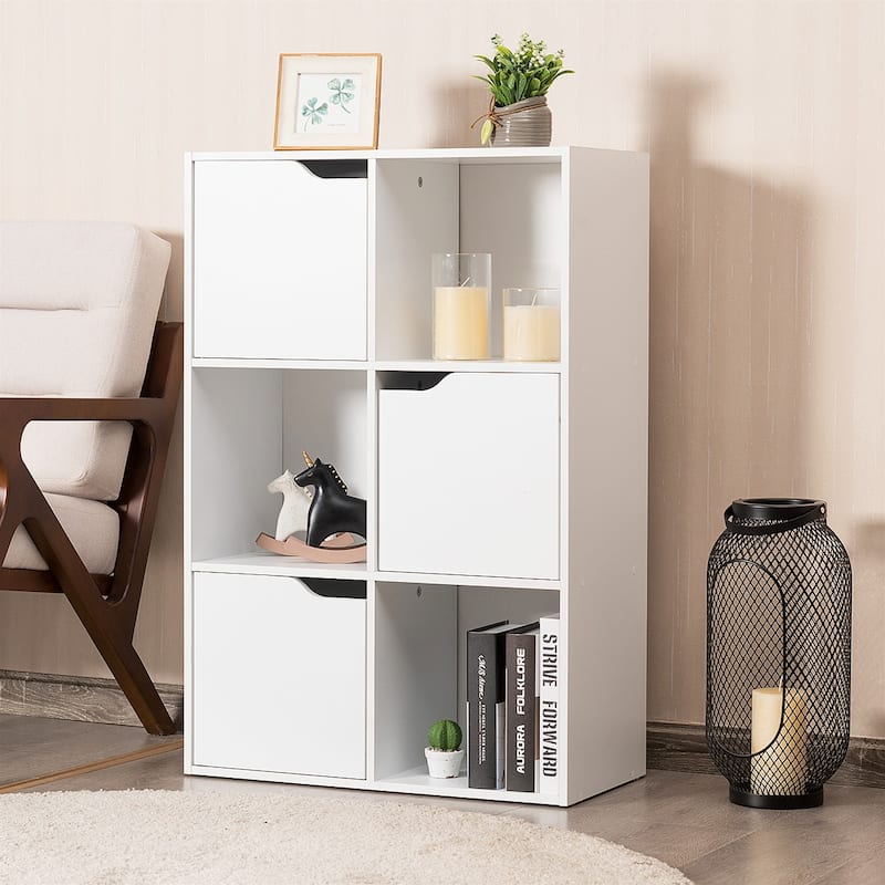 Costway 6 Cube Bookcase Cabinet Wood Bookcase Storage Shelves Room