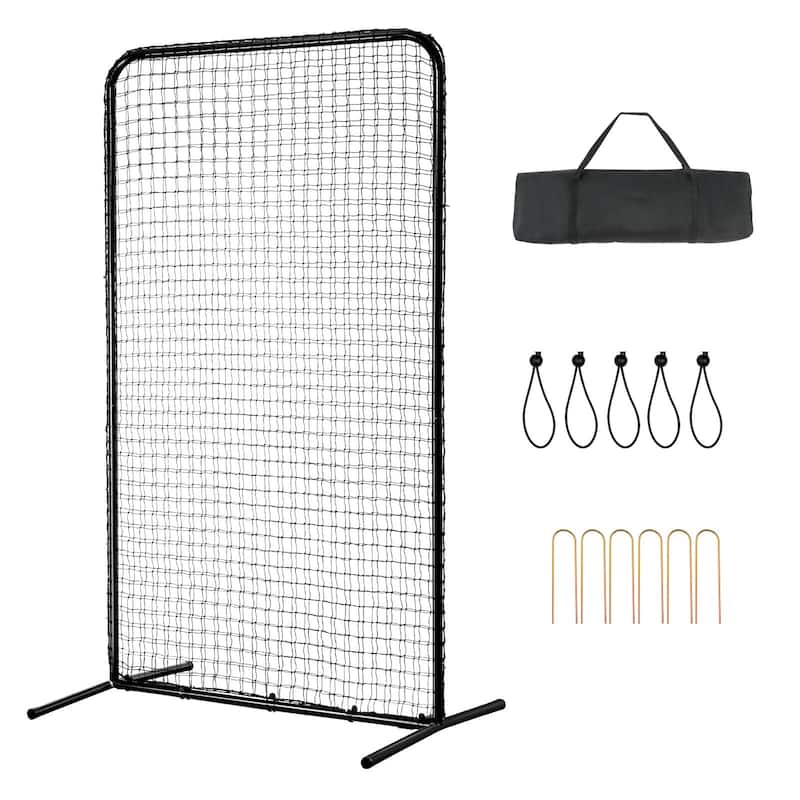 7x4 Feet Portable Batting Baseball and Softball Safety Screen with Carry Bag and Steel Pipe Frame