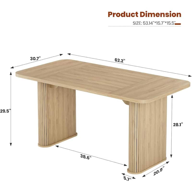 62 inch Kitchen Dining Table with Grille Design for Dining, Home, Office (Only Table)