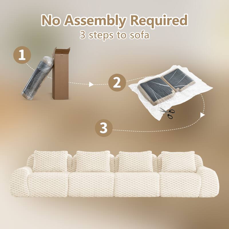 146" Modern Modular Sectional Sofa for Living Room,Flannelette Fabric,Oversized 4-Seater Couch,boneless sofa,Deep Seat