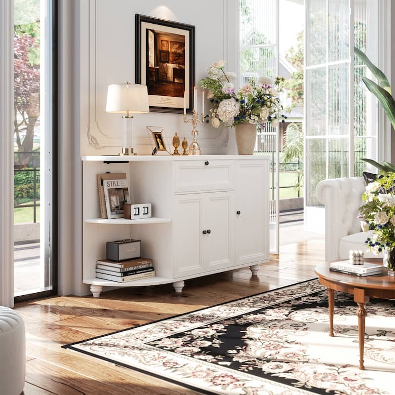 55'' Farmhouse Buffet Cabinet with Charging Station, Coffee Sideboard for Kicthen and Bar