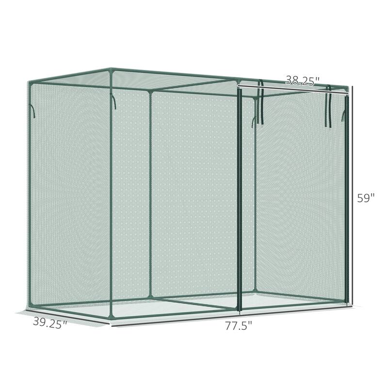 Outsunny 6 x 3ft Tall Crop Cage, Plant Protection Tent, with Two Zippered Doors, Storage Bag and 6 Ground Stakes
