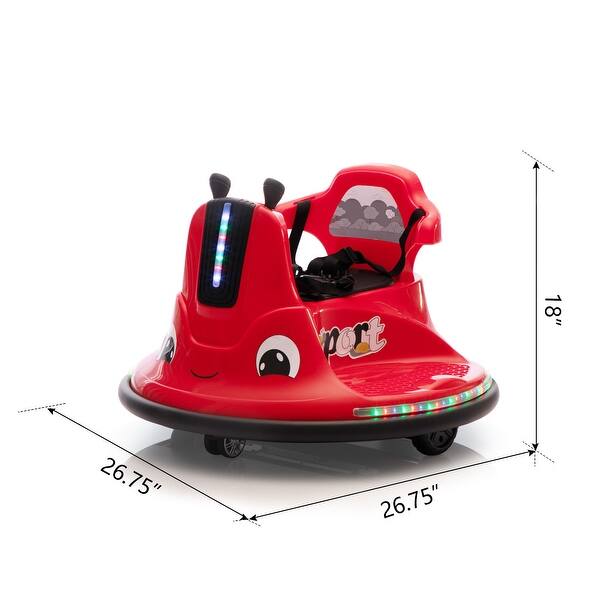 dimension image slide 0 of 2, 12V Snail-Shaped Kids Electric Bumper Car with Remote Control, Ride On Car with LED Lights, Music, 360 Degree Rotate