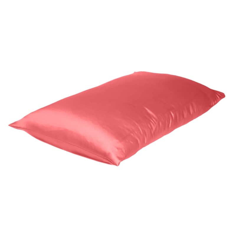 HomeRoots Coral Dreamy Set Of 2 Silky Satin Queen Pillowcases