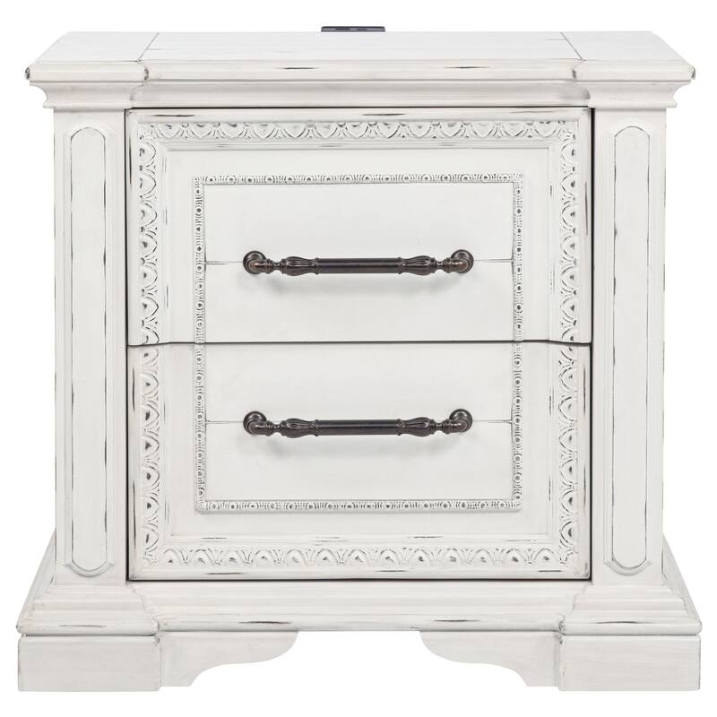 McKinney 2-drawer Nightstand with Dual USB Vintage White