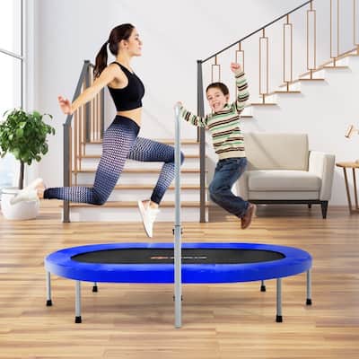 Large Dual-Person Trampoline with Foam-Padded Handle and Sturdy Steel Frame Fun Jumping for Kids