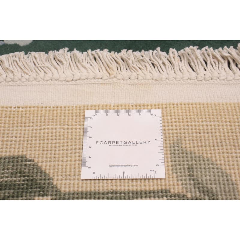 ECARPETGALLERY Hand-knotted Aubusson Green Wool Rug - 6'0 x 9'0