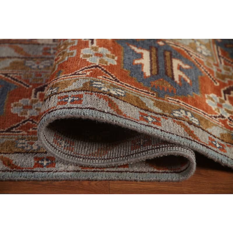 Light Blue Heriz Serapi Oriental Large Area Rug Wool Carpet - 11'3" x 17'10"