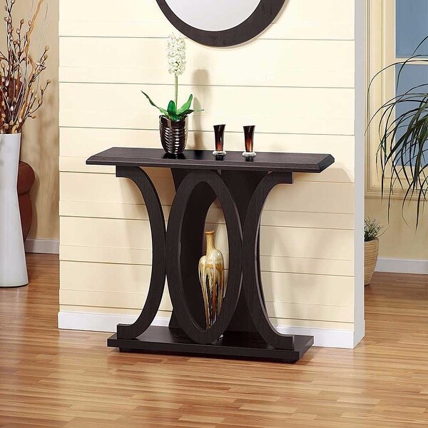 Shop Stylish Console Table With Base Shelf, Dark Brown ...