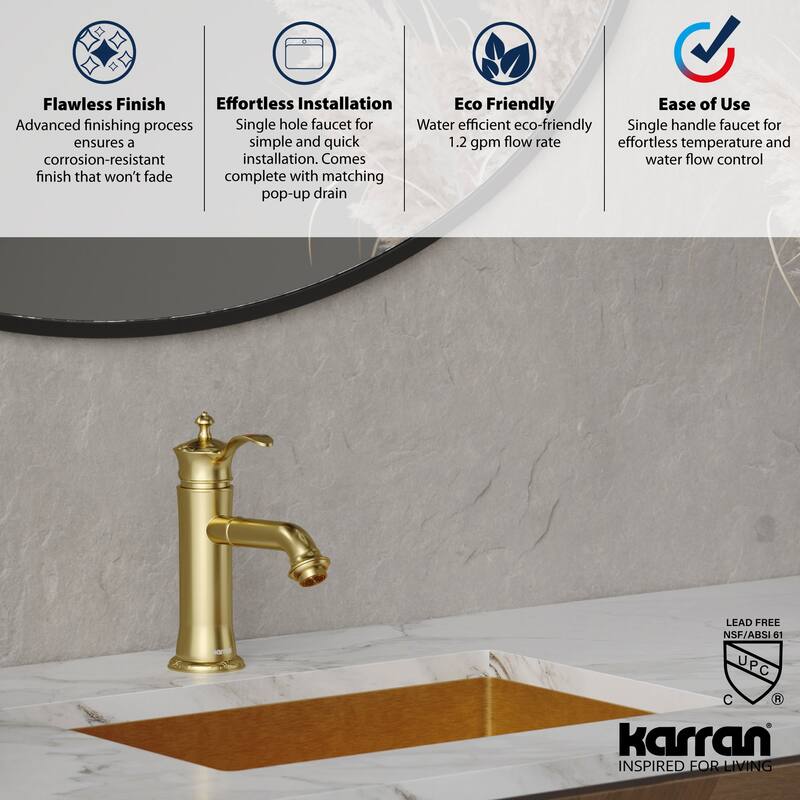 Karran USA KBF470 Vineyard 1.2 GPM Single Hole Bathroom Faucet