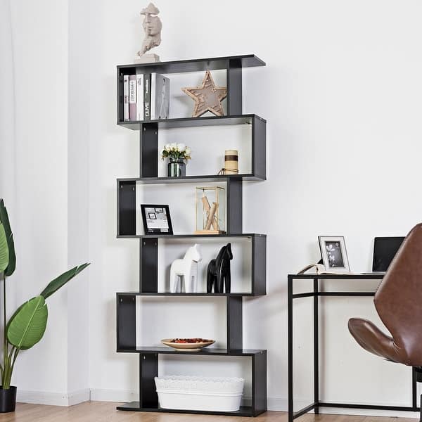 Shop 6 Tier S Shaped Bookcase Z Shelf Style Storage Bookshelf