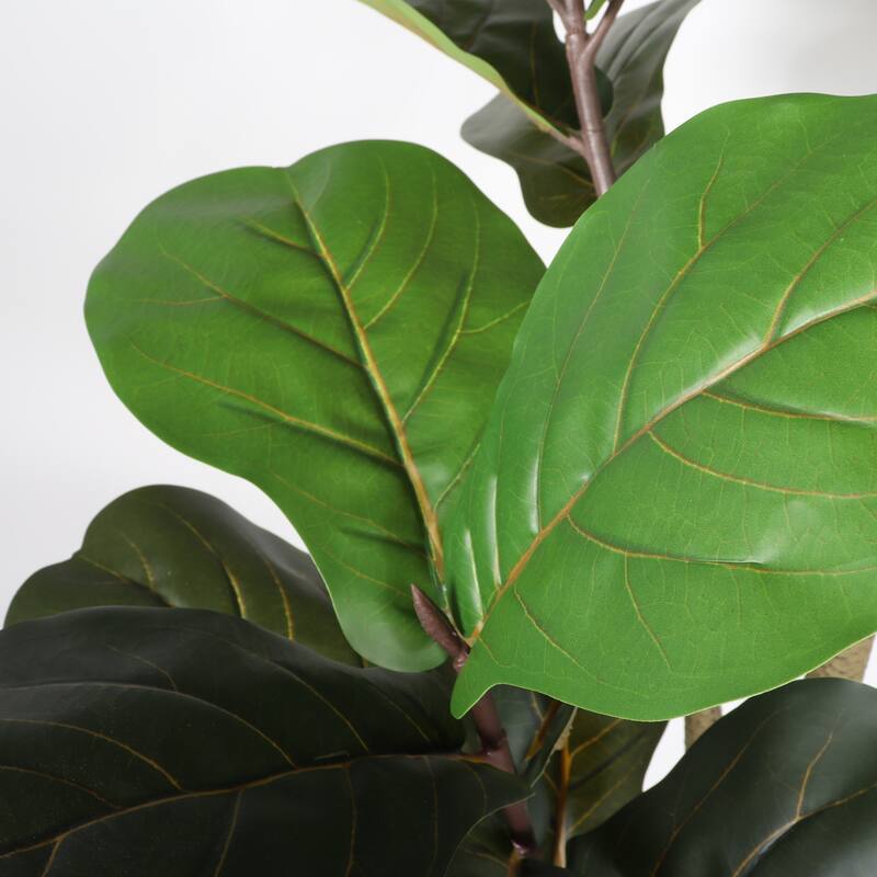 6FT Artificial Fiddle Leaf Fig Tree, Real Touch Fake Indoor Plant for Home Office Living Room, 1pc/set - Green Leaves
