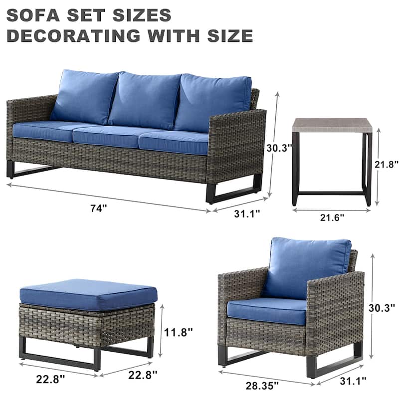 6 Piece 3-Seat Sofa Chair Table Set