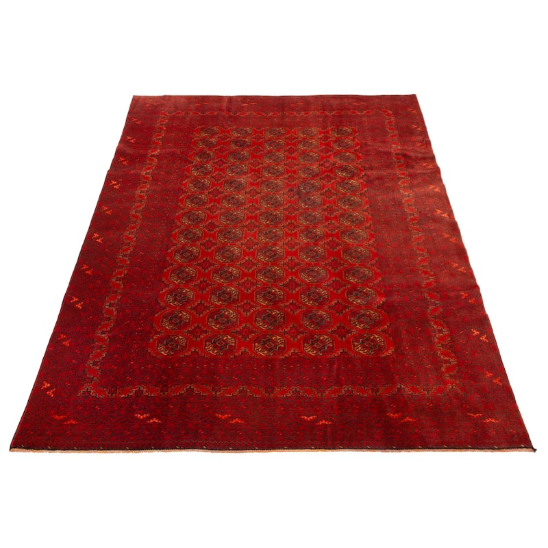 ECARPETGALLERY Hand-knotted Teimani Red Wool Rug - 5'10 x 9'6