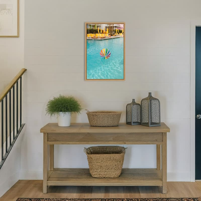 Palm Springs Pool Day by Bethany Young Framed Canvas Wall Art Print - Sylvie Natural