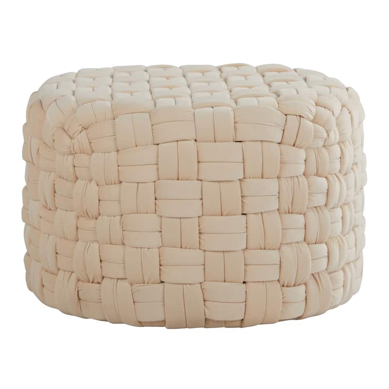 Braided Round 24" Ottoman in Blush Velvet by LumiSource