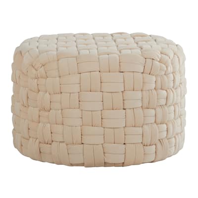 Braided Round 24" Ottoman in Blush Velvet by LumiSource