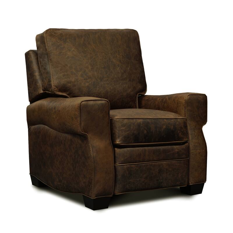 Cordova 100% Top Grain Leather Mid-century Manual Push-Back Recliner