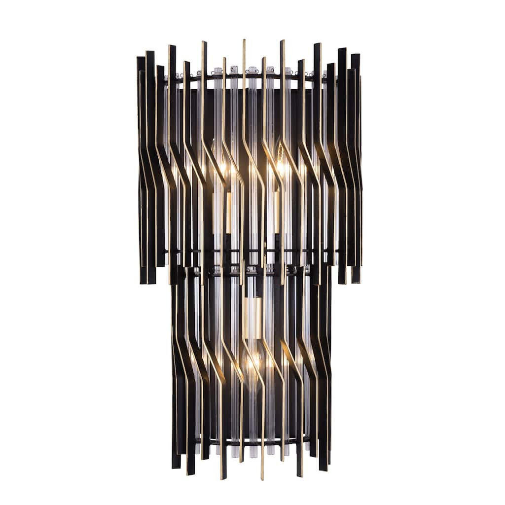 Varaluz Park Row Wall Sconce - Matte Black/French Gold - 6.25"D x 11"W x 20"H - 6.25"D x 11"W x 20"H