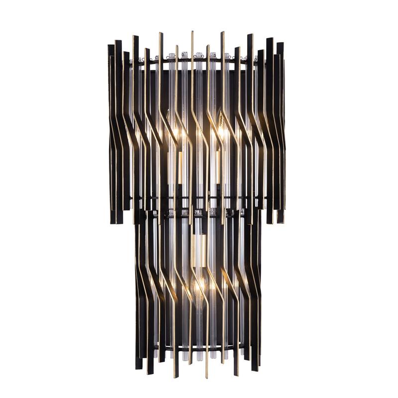 Varaluz Park Row Wall Sconce - Matte Black/French Gold - 6.25"D x 11"W x 20"H - 6.25"D x 11"W x 20"H - 6.25"D x 11"W x 20"H
