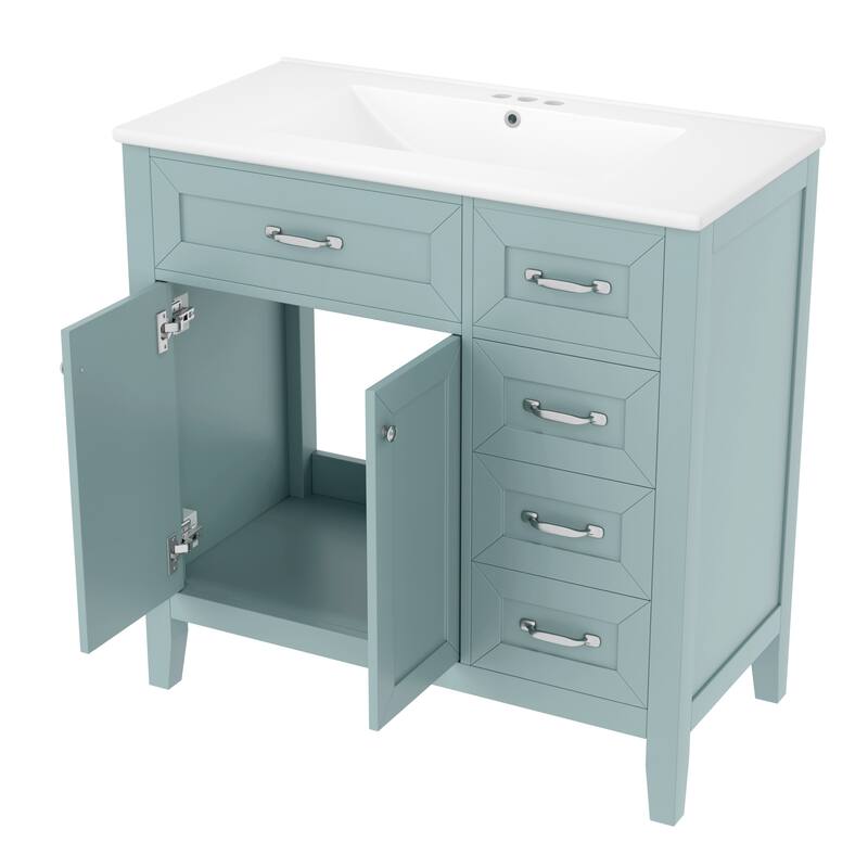 GDFStudio - Avalon 36-Inch Bathroom Vanity with Sink Combo, Multi-functional Cabinet, Solid Wood & MDF Board, Painted Finish