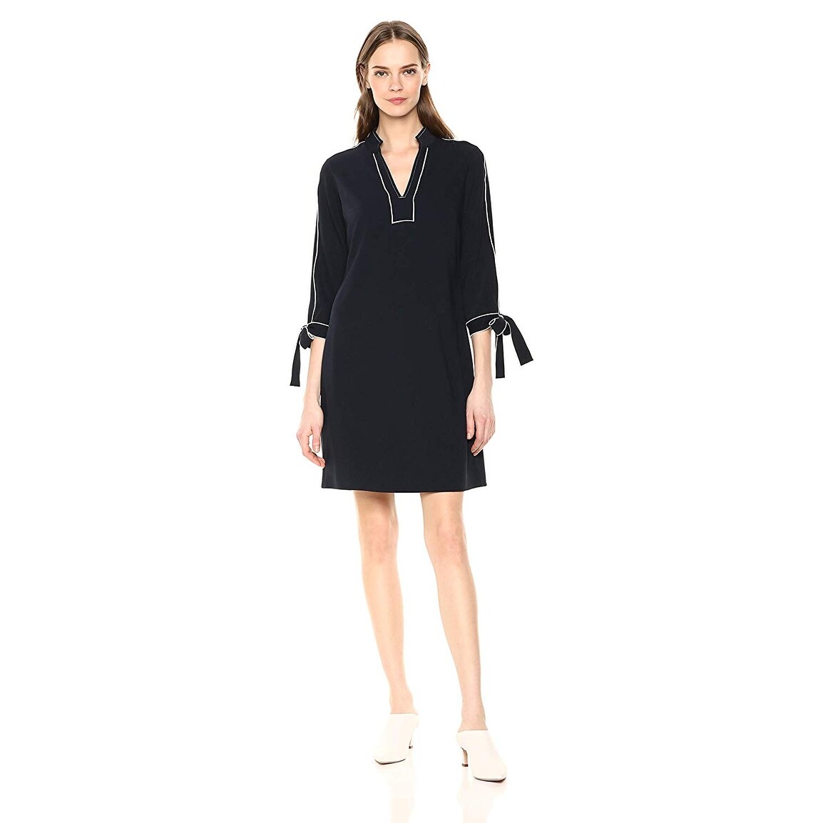 three quarter sleeve shift dress