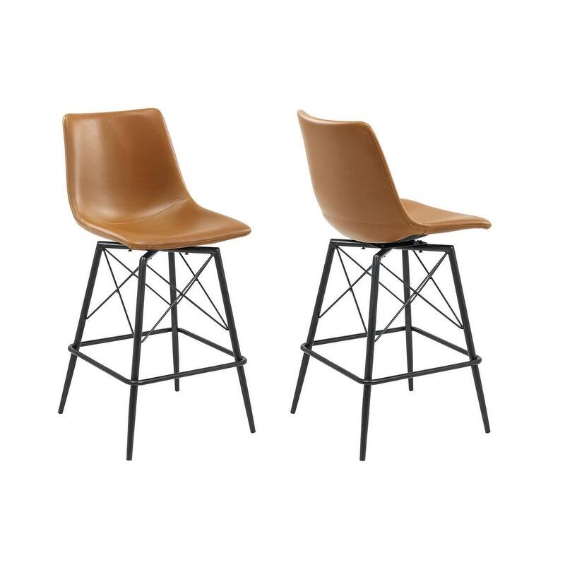 Saxis 26" Swivel 26'' Bar Stool (Set of 2) - Tan