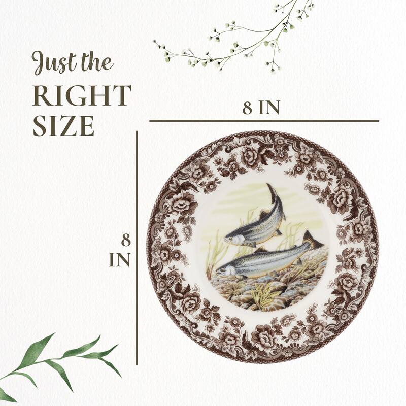 Spode Woodland Fish Motif Salad Plate