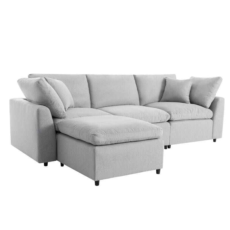 Modular Design Sectional Sofa with Reversible Chaise and Feather-Filled Seats