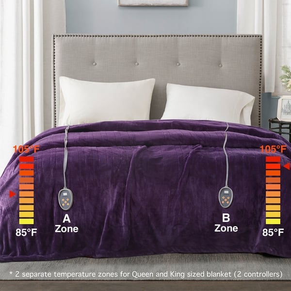 dimension image slide 9 of 10, Beautyrest Heated Plush Secure Comfort Blanket