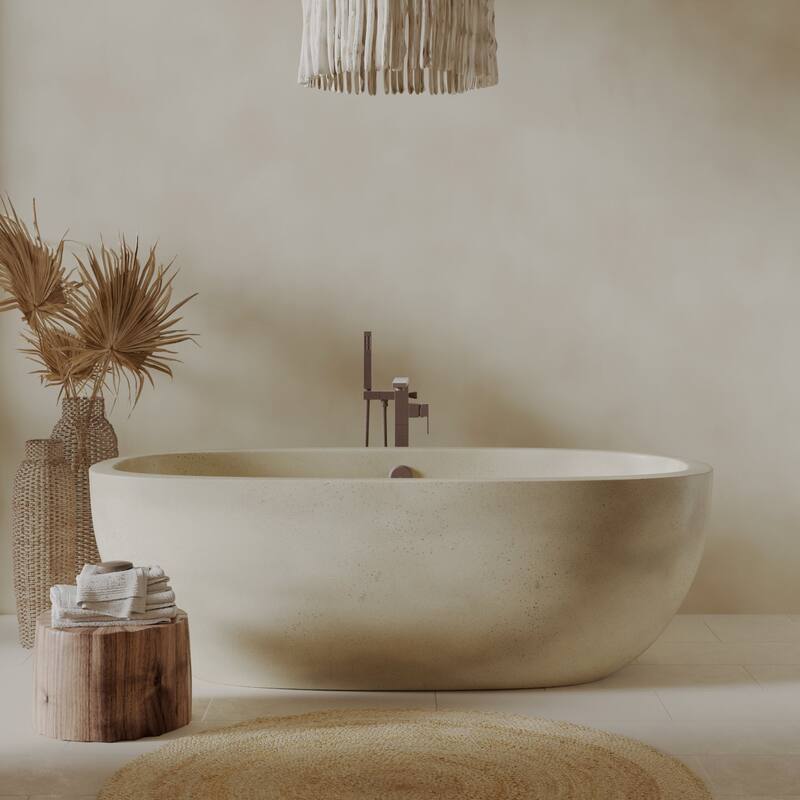 Avalon NativeStone Freestanding Soaking Tub - 72" - Sand