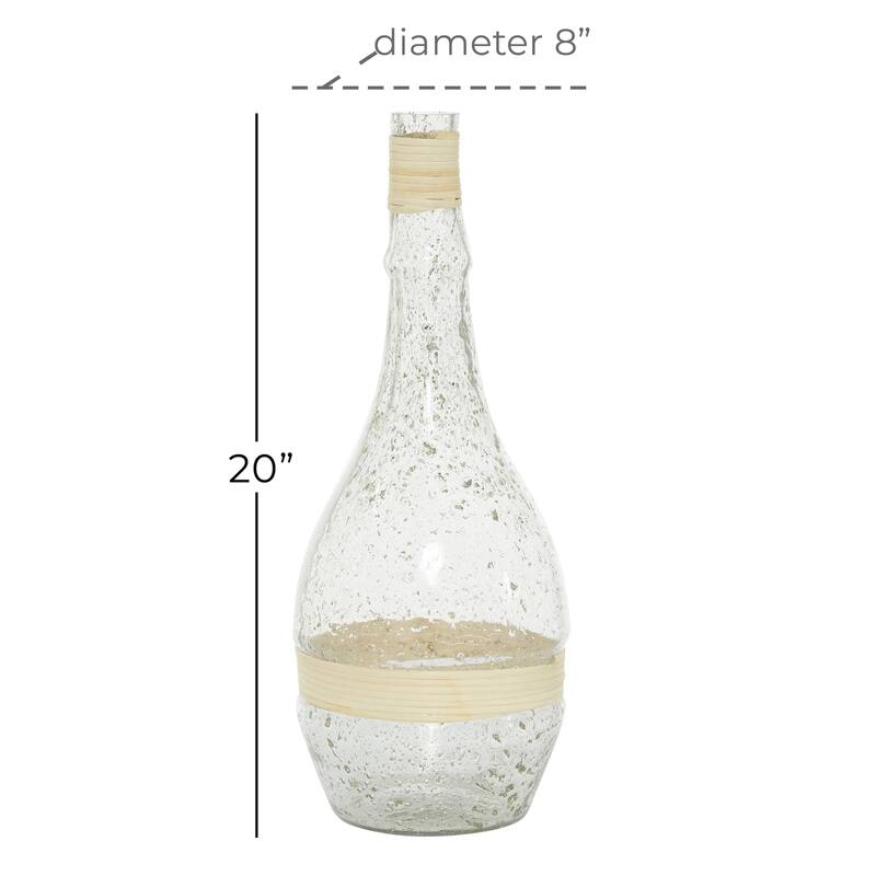 Black or Clear Glass Vase with Rattan Detail