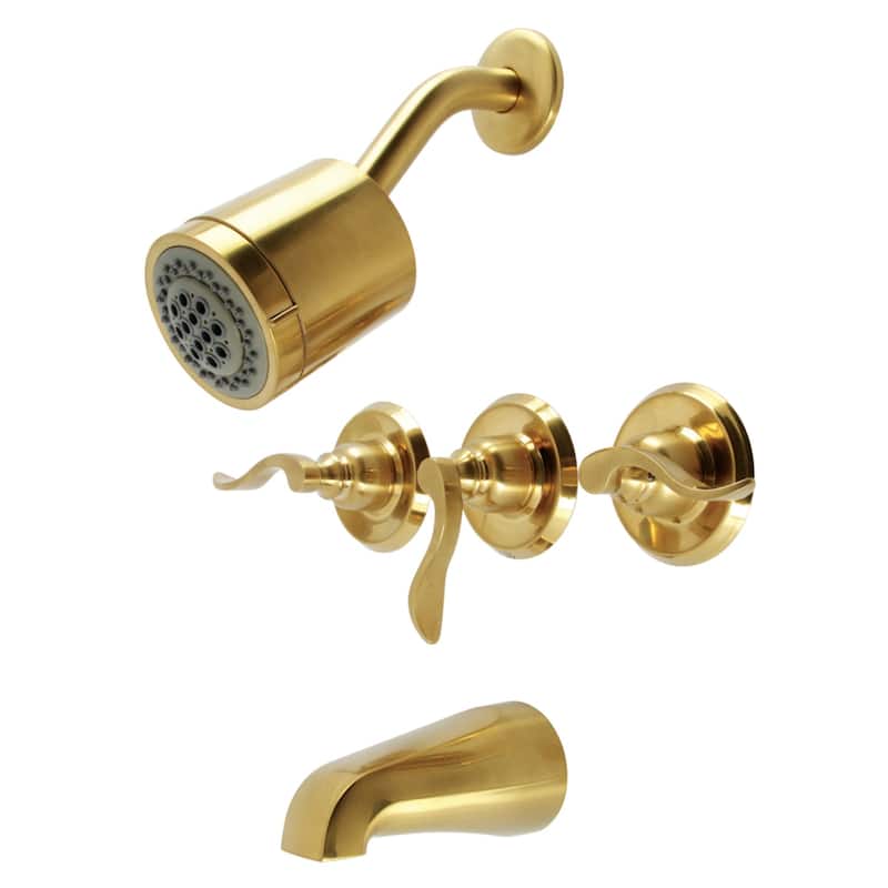 Kingston Brass NuWave French Three-Handle Tub and Shower Faucet