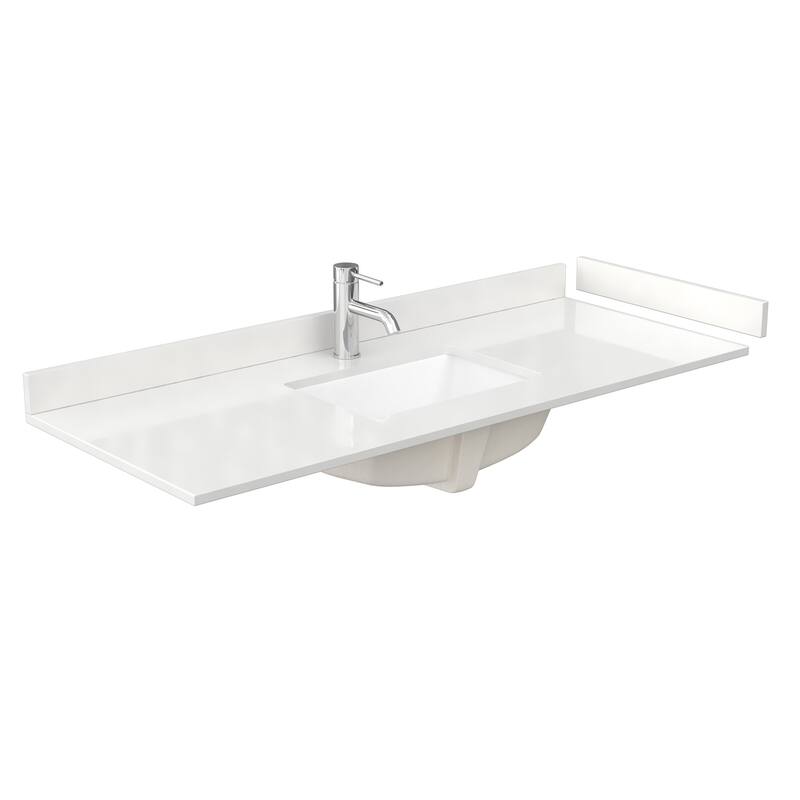 Wyndham Collection WCFQC154STOPUNS-Q 54" Quartz Vanity Top with - White Quartz - Painted