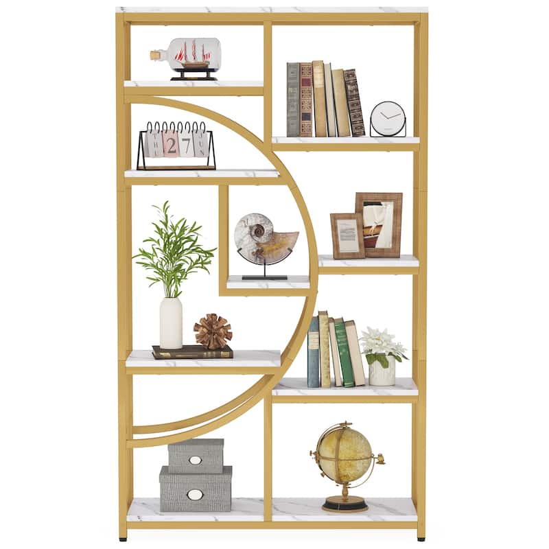 Bookshelf Industrial 5 Tier Etagere Bookcase, Freestanding Tall Bookshelves - 1 Pack