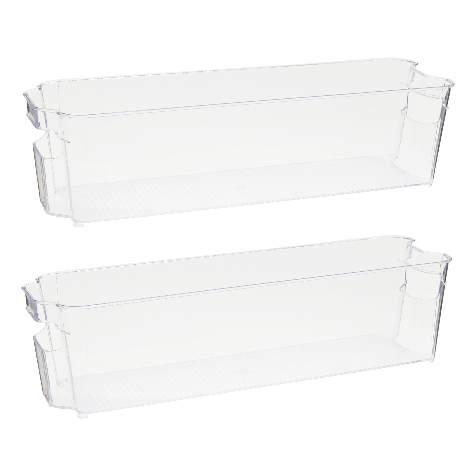 2 Pack Food Storage Organizer Bins Clear Plastic Storage Bins for