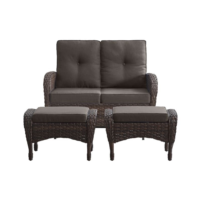 Pocassy 3 Pieces Glider Sofa Loveseat with Ottomans
