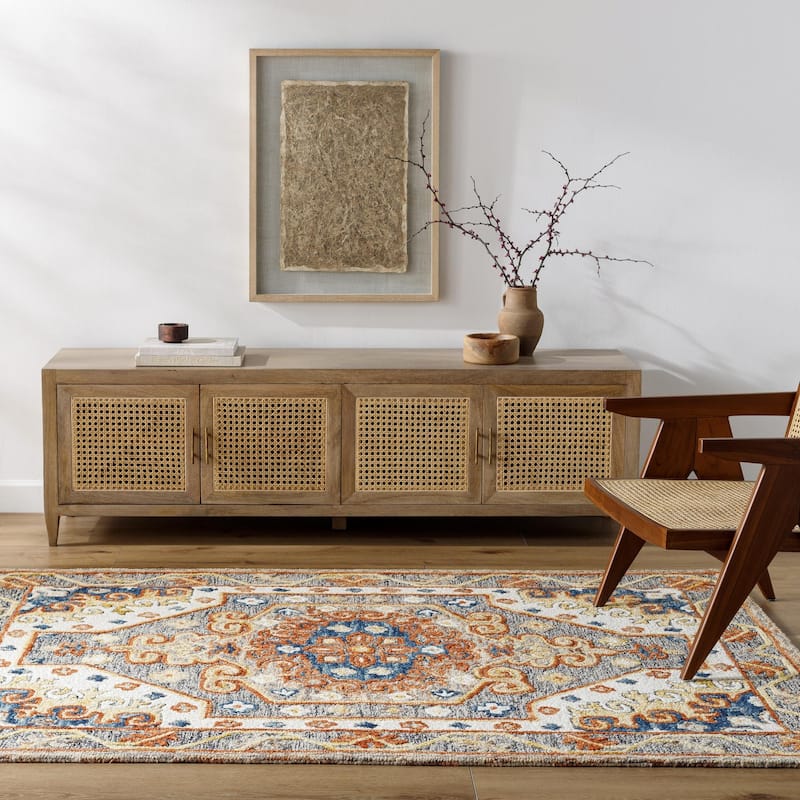Livabliss Amita Transitional Medallion Area Rug - Rust/Grey - 5' x 7' - Rectangle